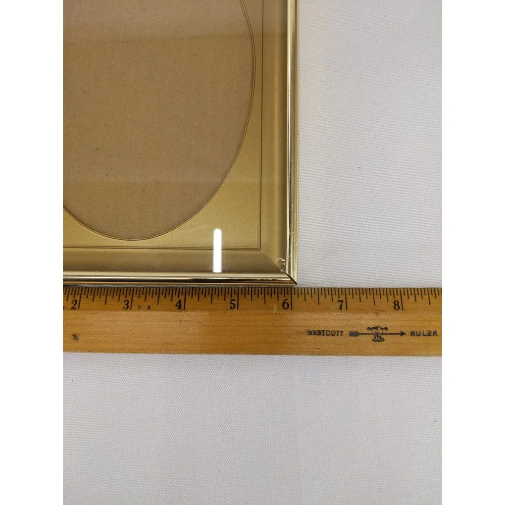 Vintage Picture Frame Gold Tone Metal Oval Mat 5x7 8x6 Rectangular Tabletop Wall